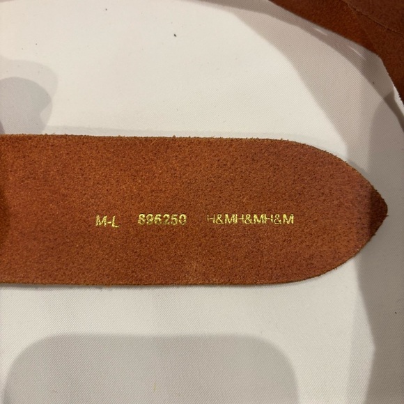 H&M Sz M-L Braided Leather Belt with Brass Copper Toned Rounded Buckle - Picture 5 of 6